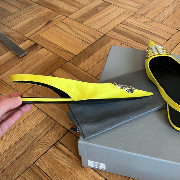 Balenciaga Knife logo-embellished satin point-toe flats - size 37.5 - Picture 12 of 15